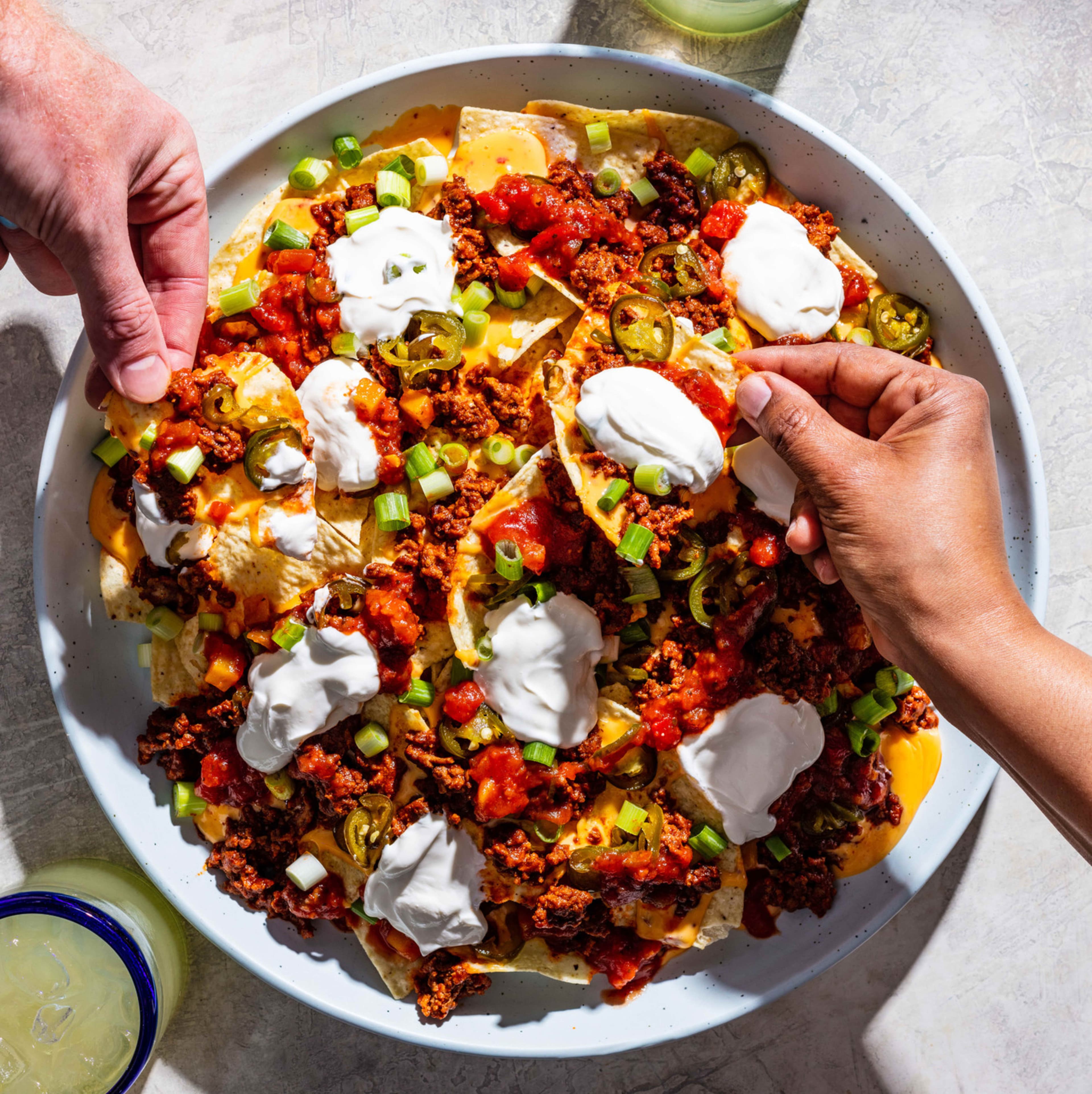 Ground Beef Nachos with Sweet Pickled Jalapeños