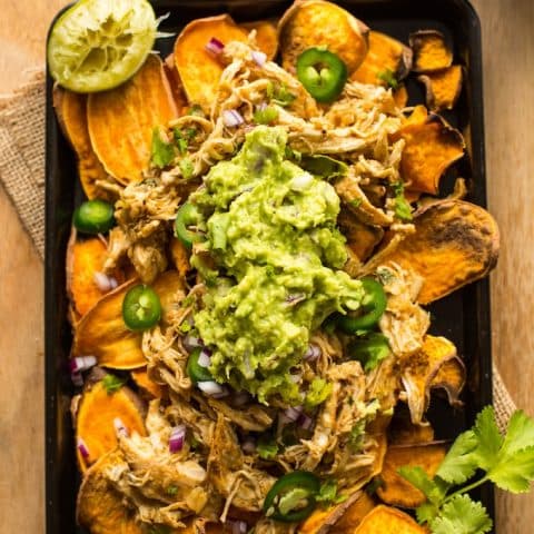 Sweet Potato Nachos with Chicken Carnitas