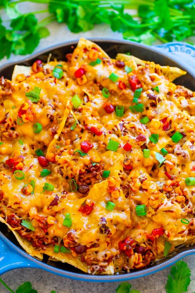 Loaded Beef Skillet Nachos