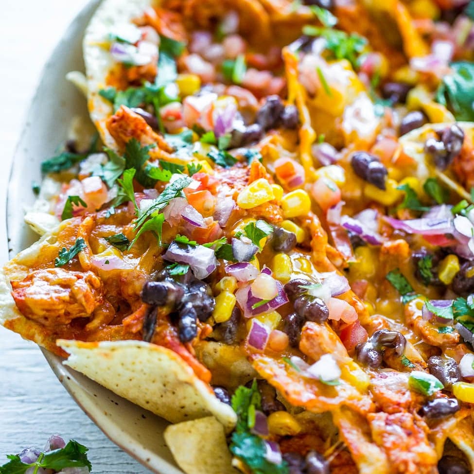 Loaded Chicken Enchilada Nachos