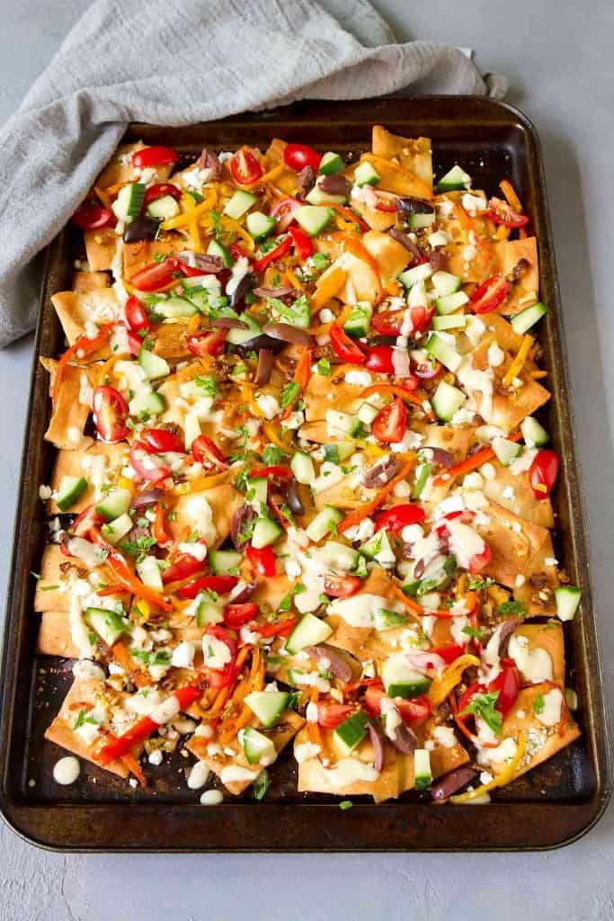 Mediterranean Sheet Pan Nachos Recipe