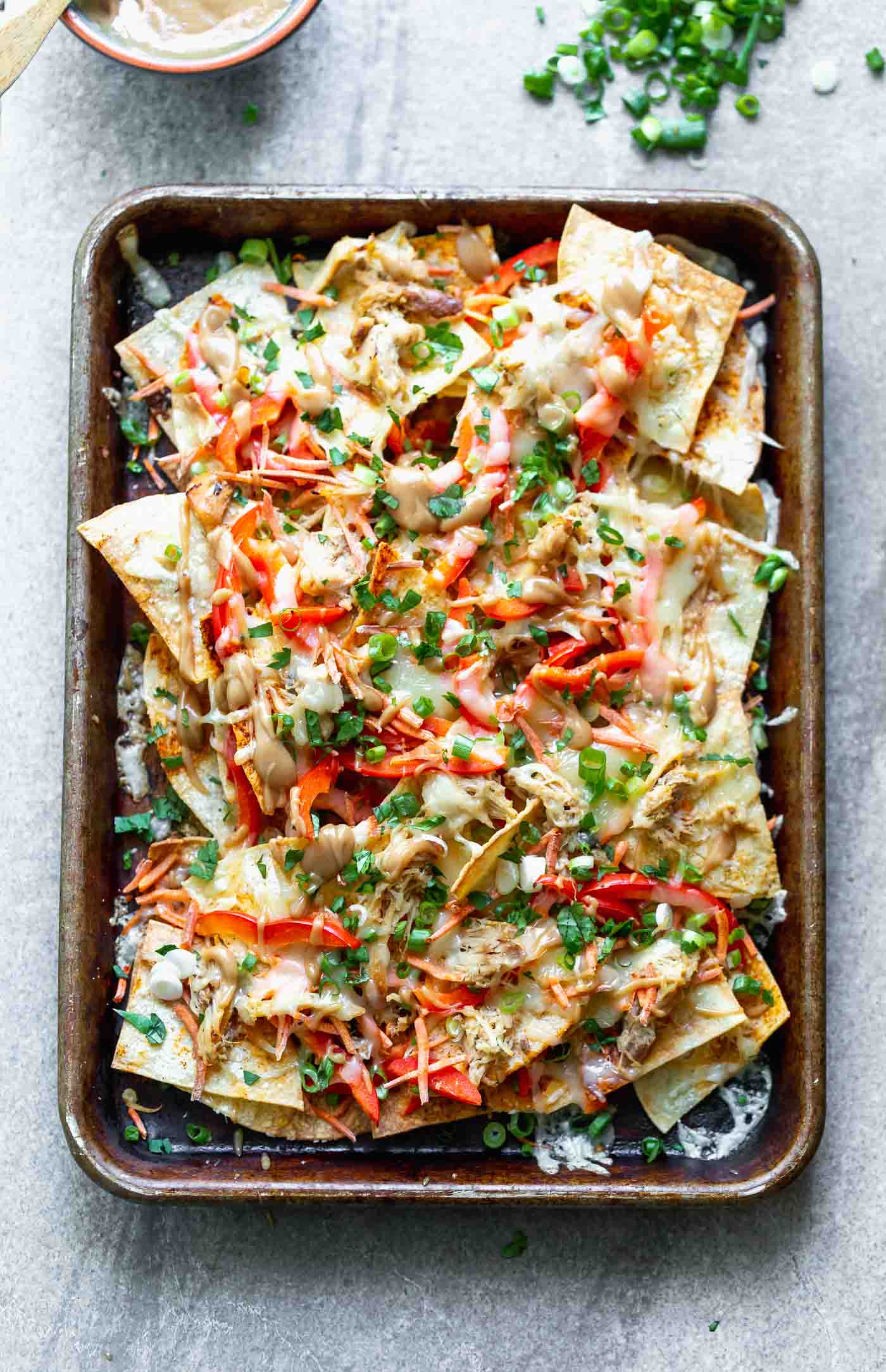 Peanut Thai Chicken Nachos