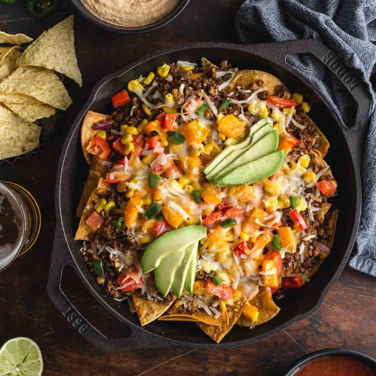 Loaded Veggie Nachos (with Vegan Taco Meat)