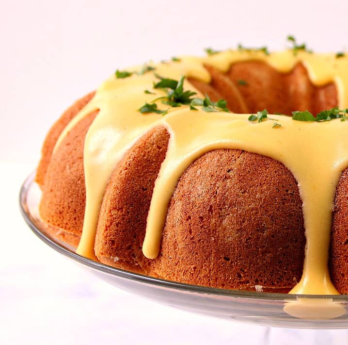 Cornbread Bundt Cake with Nacho Cheese Sauce recipe