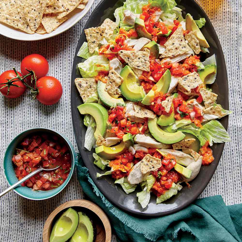Shredded Chicken & Avocado Nacho Salad