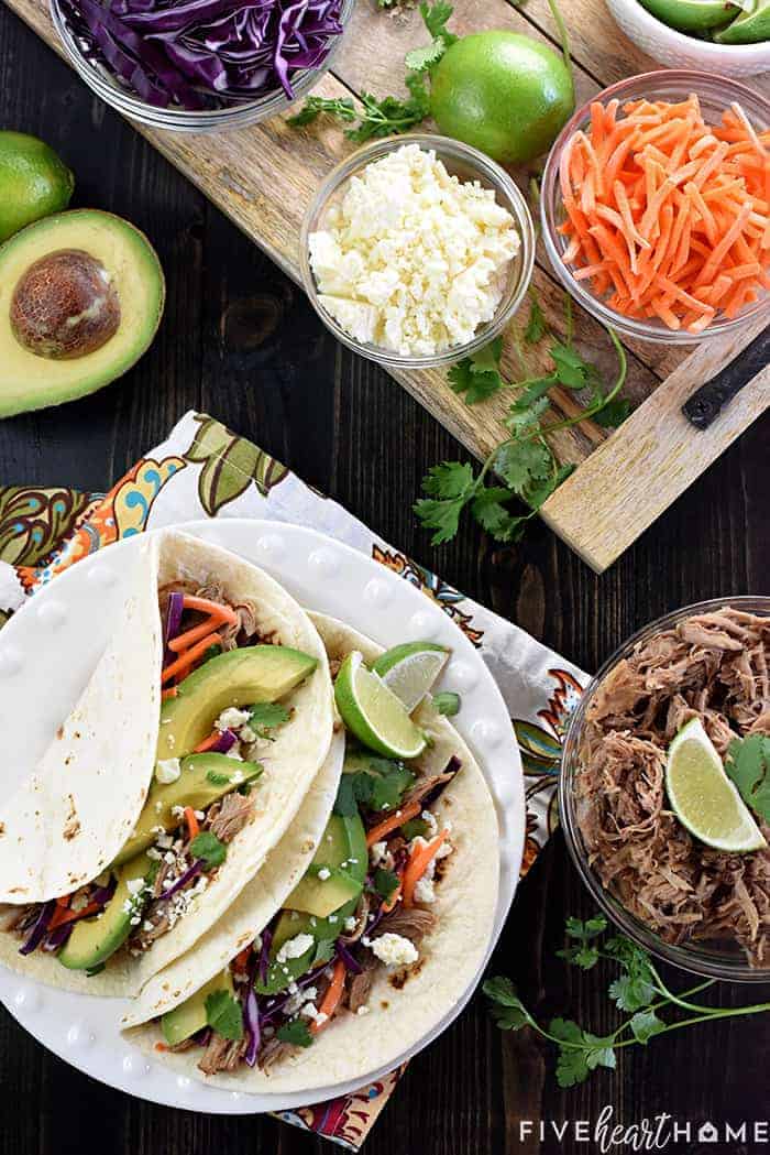 Slow Cooker Honey Lime Pulled Pork Tacos