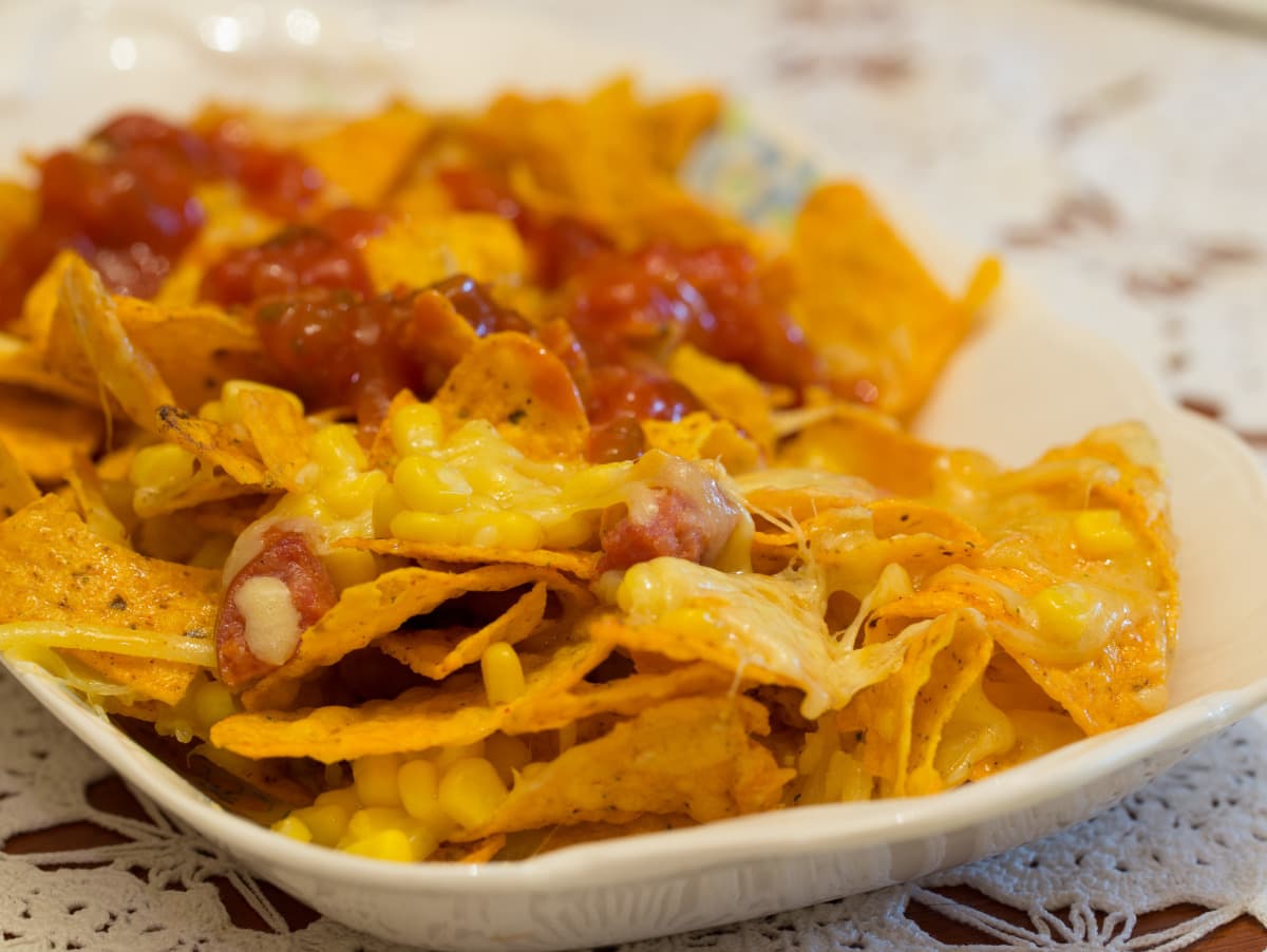 Spicy Corn and Chorizo Nachos