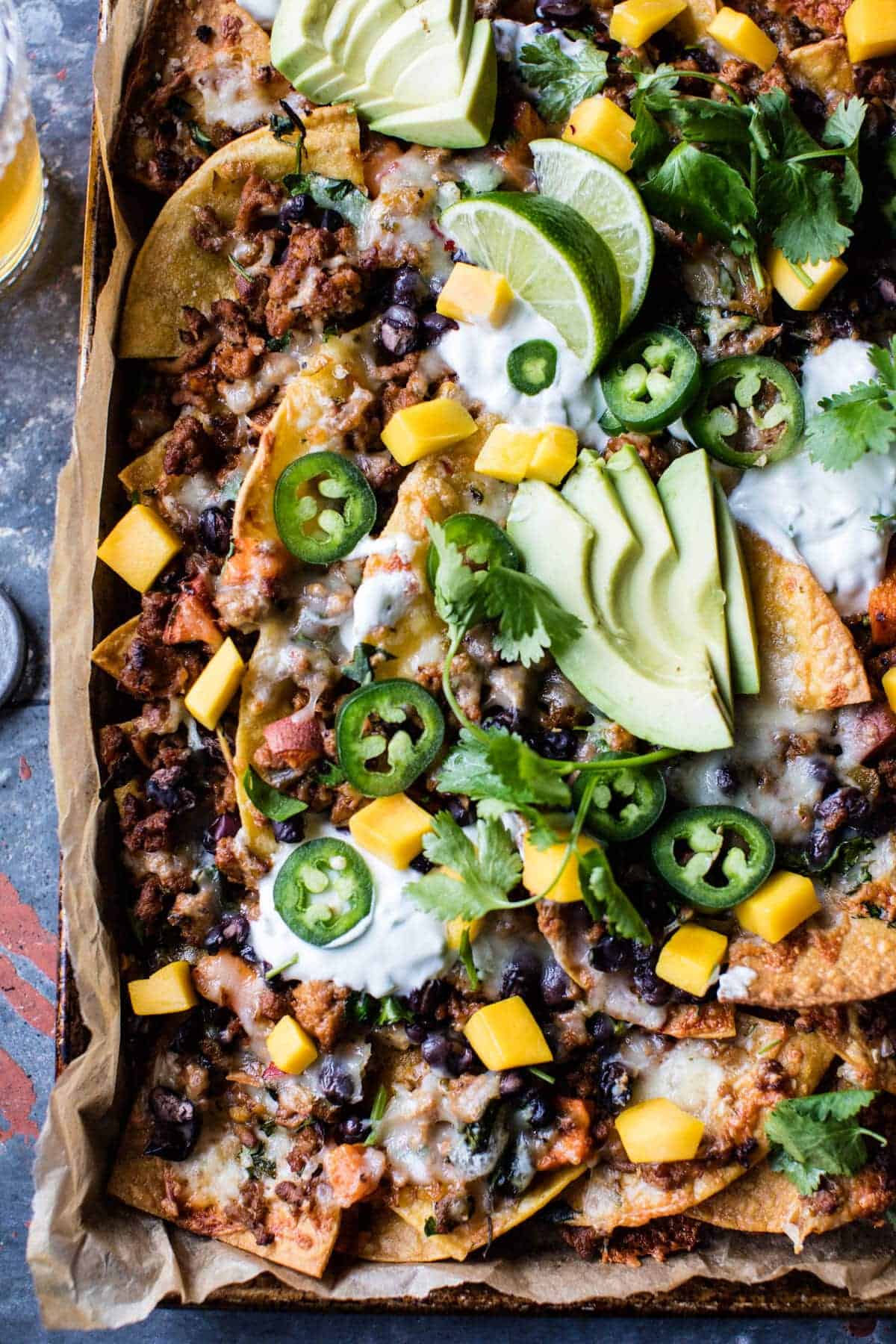 Black Bean Turkey Nachos with Jalapeno Yogurt.
