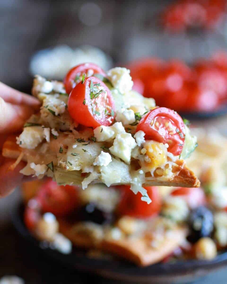 Greek Goddess Chickpea + Quinoa Nachos with Pita Chips