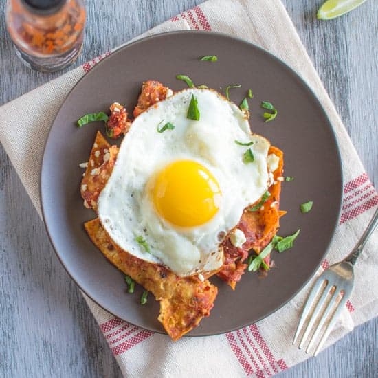 Chilaquiles with Homemade Tomato Sauce & Fried Egg {Recipe Redux}