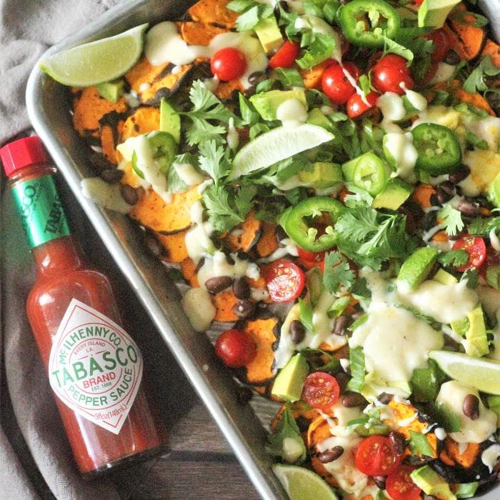 Loaded Sweet Potato Nachos with TABASCO Queso