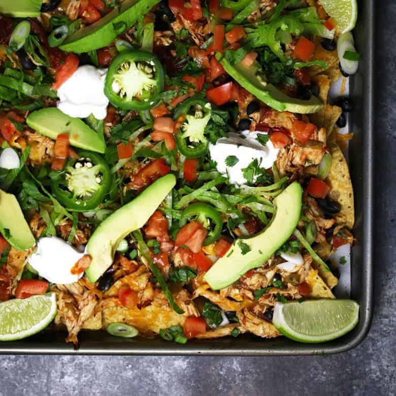 Sheet Pan Loaded Chicken Nachos