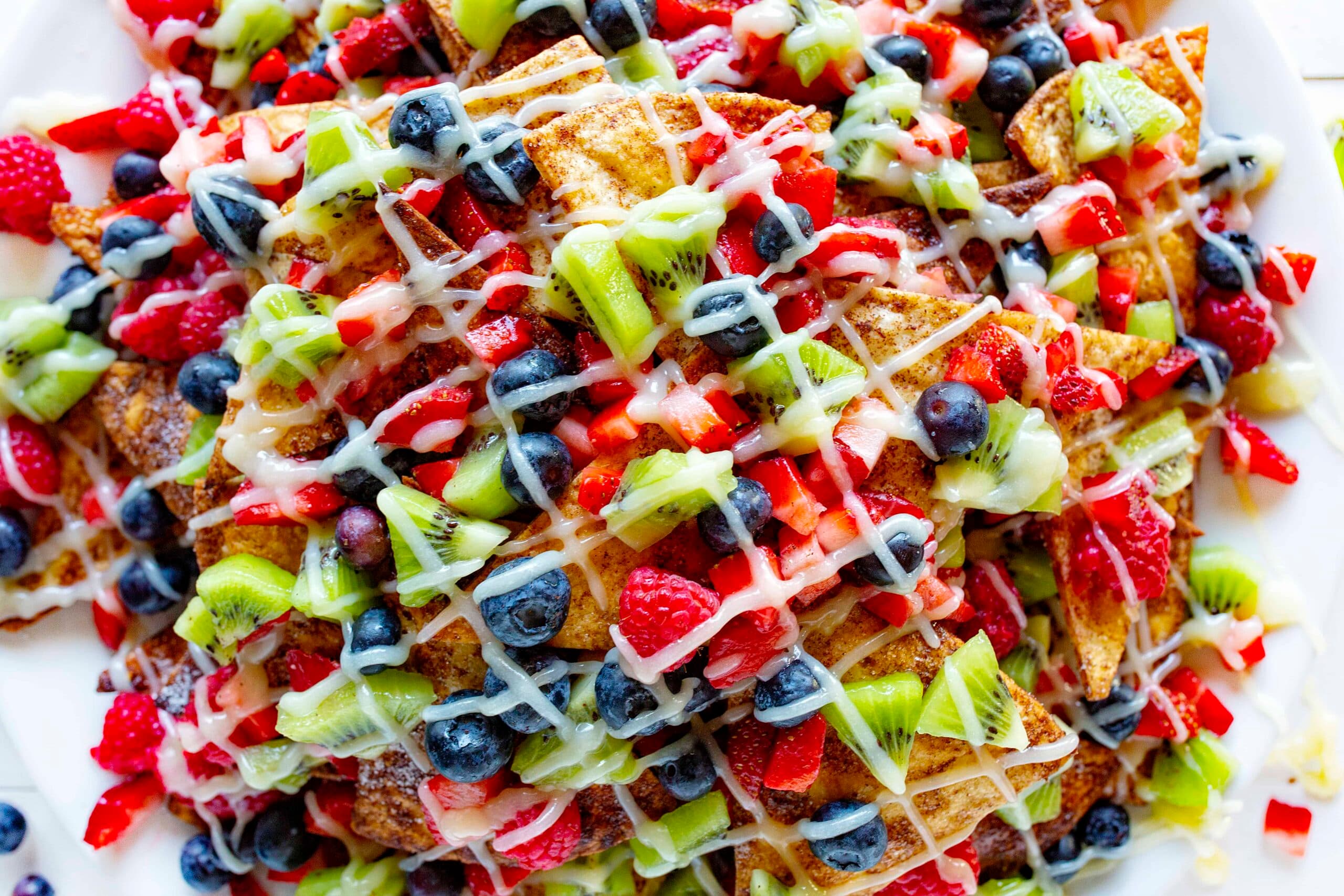 Fruit Nachos with Cream Cheese Glaze