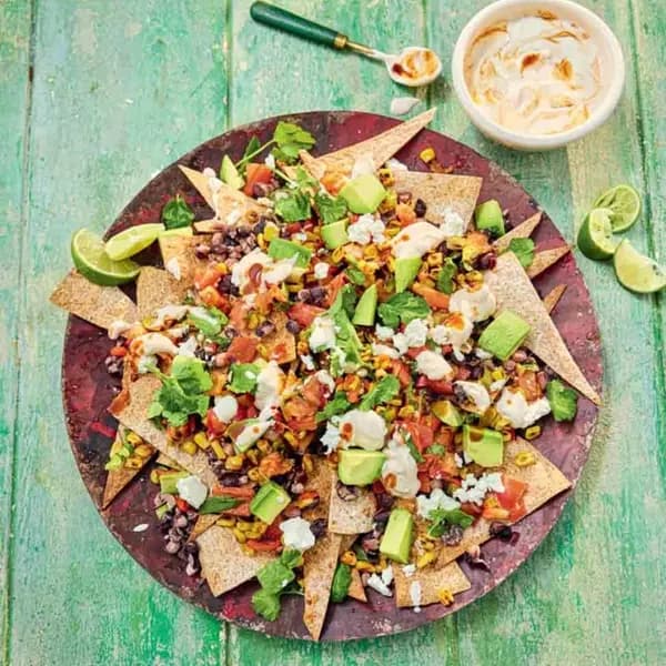 Movie night veggie nachos