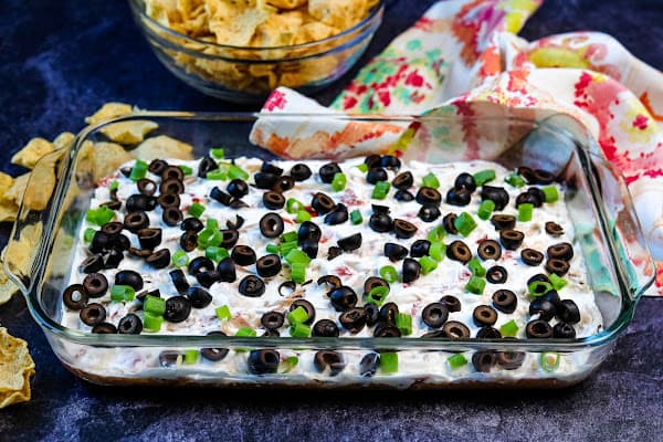 Layered Chicken Nacho Dip