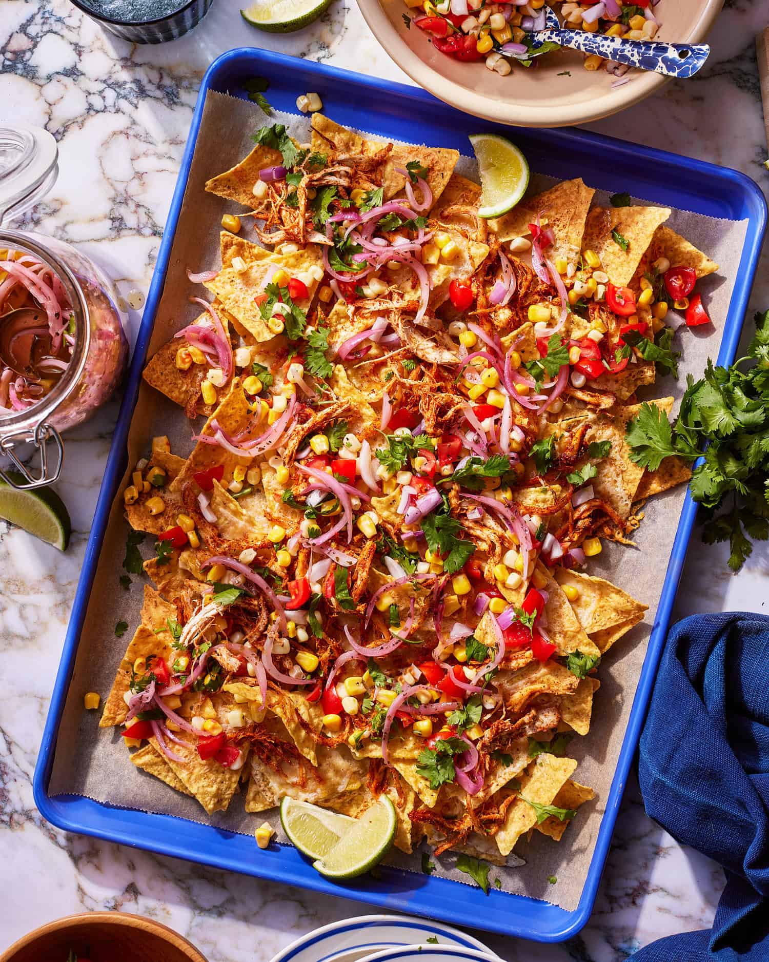 Summertime Chicken Nachos with Corn Salsa