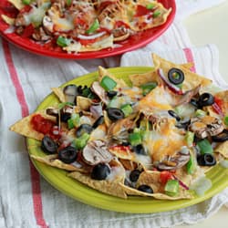 Combination Pizza Nachos with Optional Pepperoni and Sausage