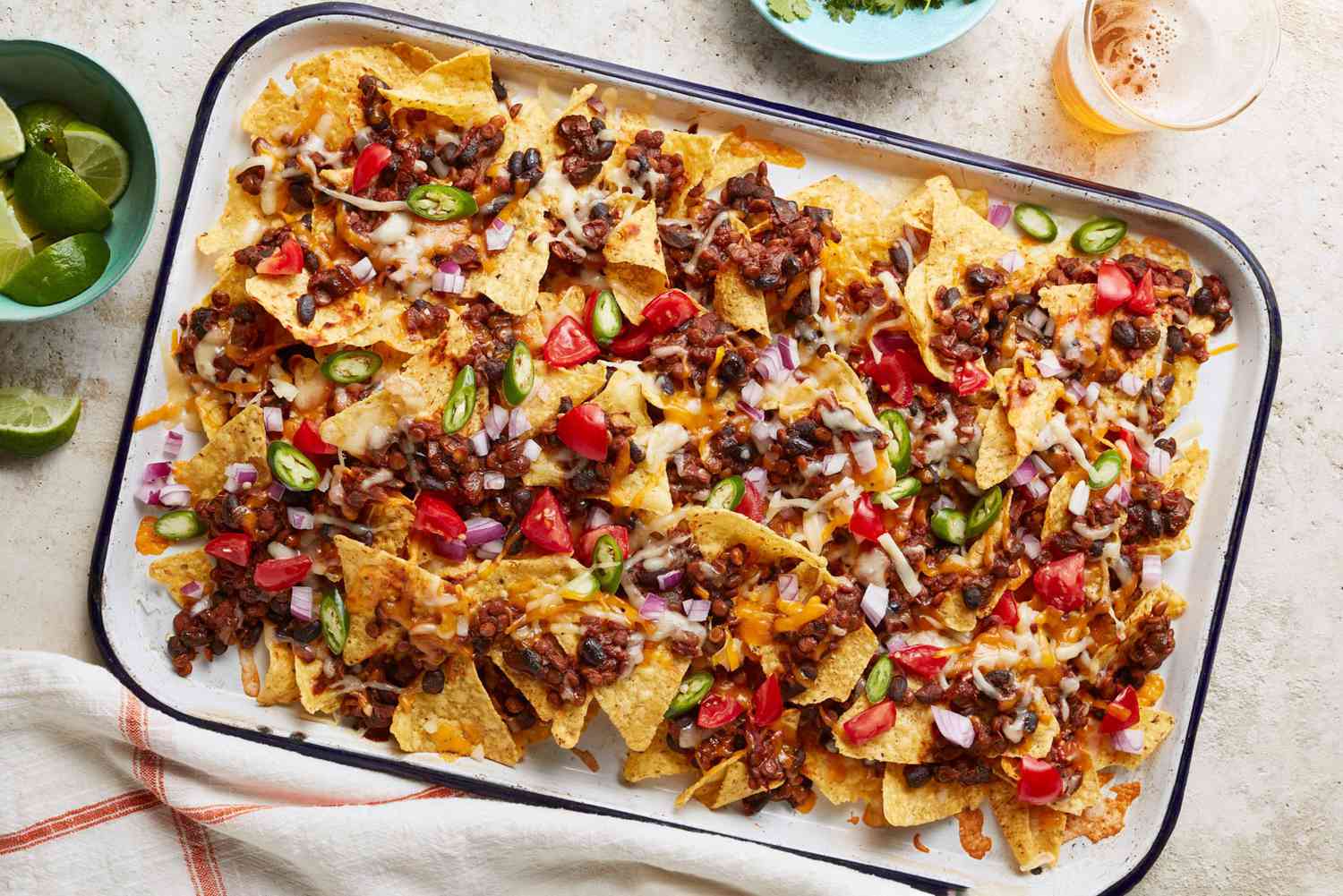 Cheesy Lentil-and-Black-Bean Nachos