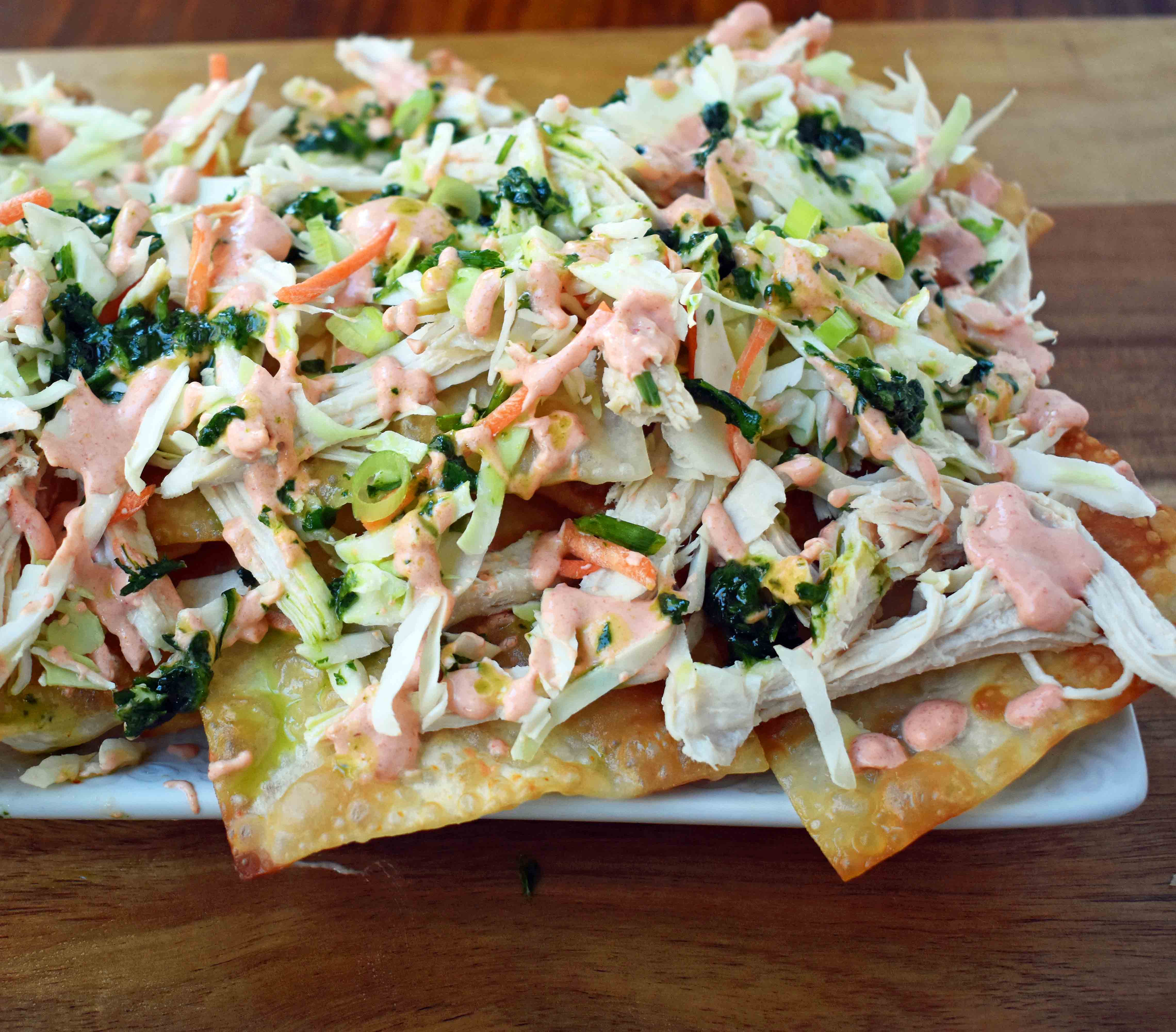 Asian Wonton Chicken Nachos
