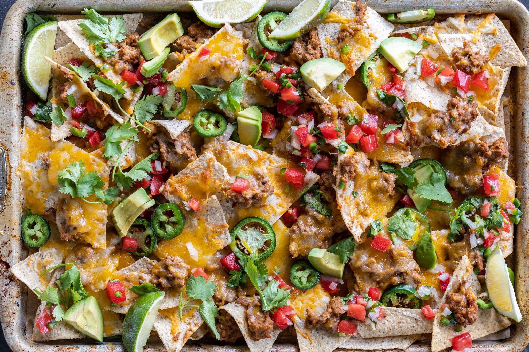 Sheet Pan Nachos (With Ground Beef)