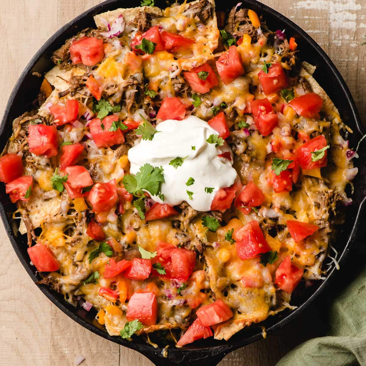 Skillet Shredded Beef Nachos