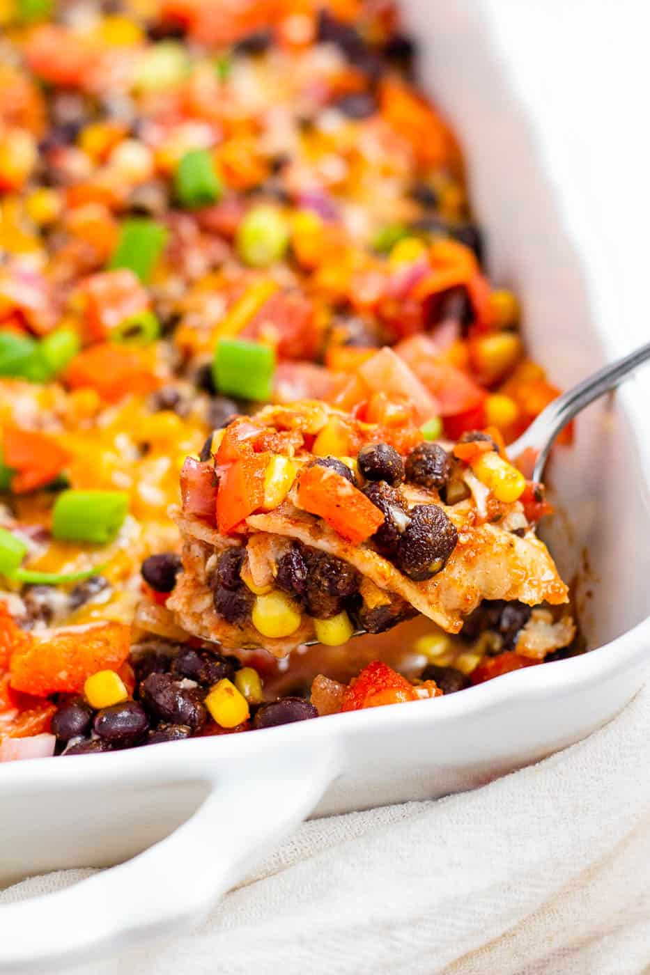 Chilaquiles Rojos with Black Beans