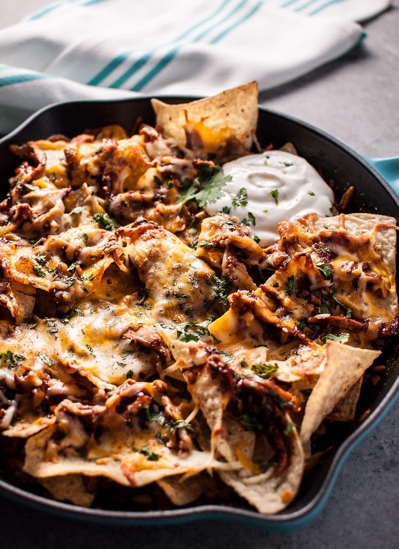 BBQ Chicken Skillet Nachos