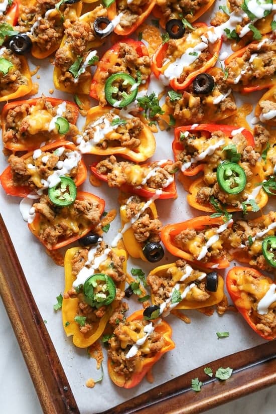 Mini Bell Pepper Loaded Turkey "Nachos"