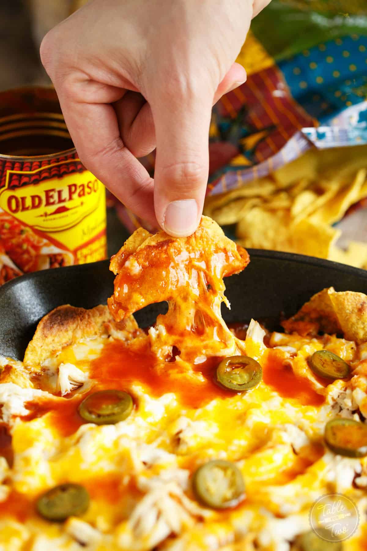 Cheesy Enchilada Chicken Chilaquiles