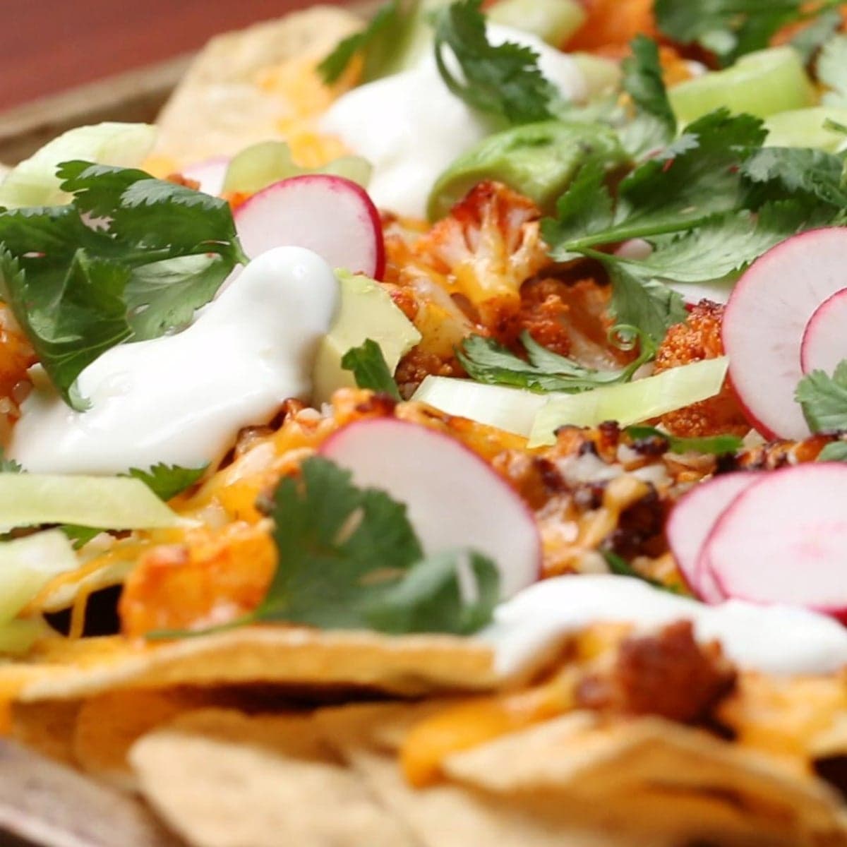Buffalo Cauliflower Nachos Recipe by Tasty