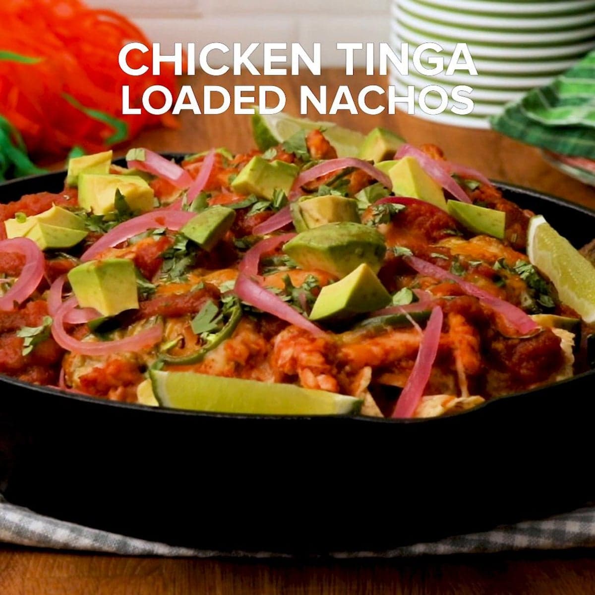 Chicken Tinga Loaded Nachos Recipe by Tasty