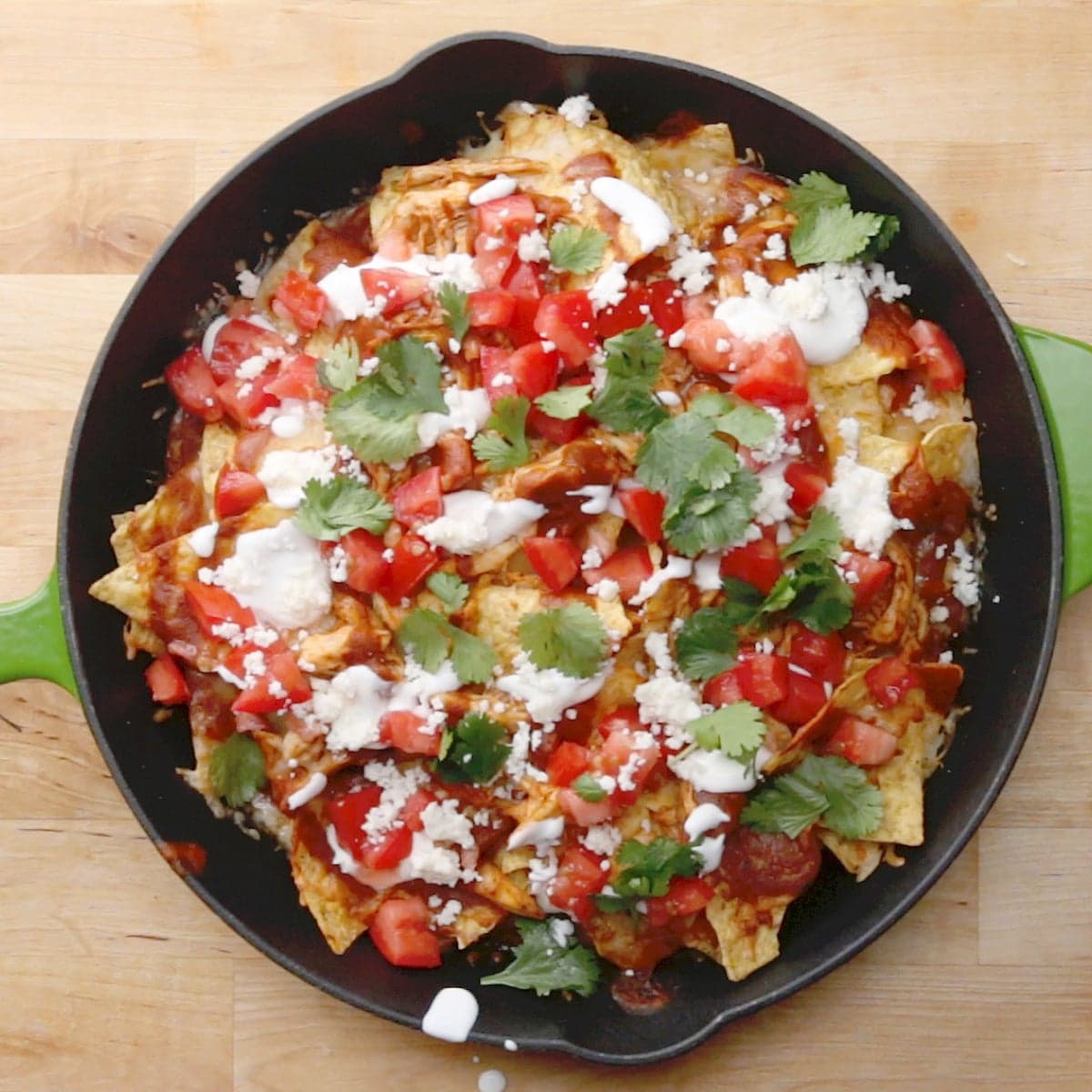 Loaded Chicken Enchilada Nachos Recipe by Tasty