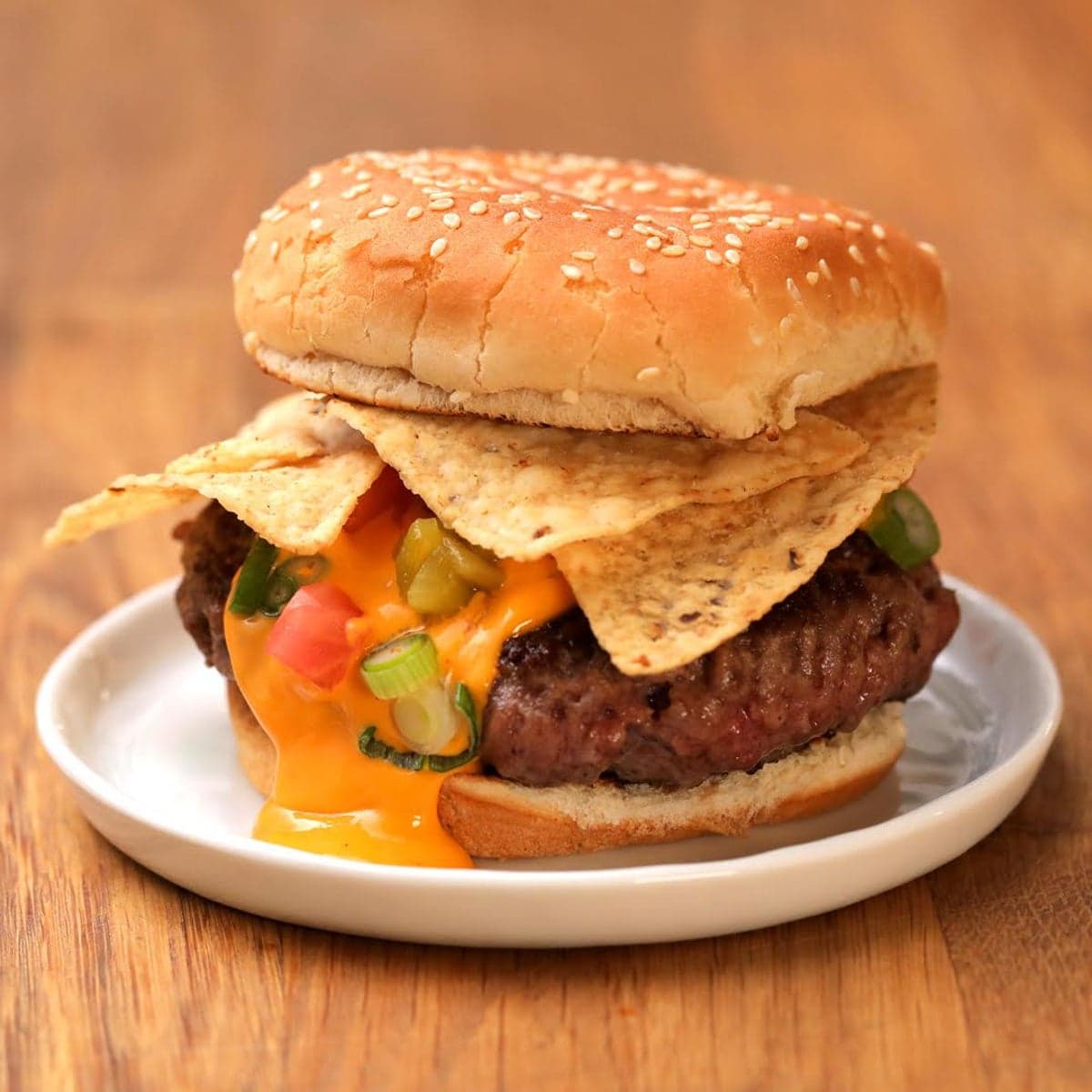 Queso Nacho Burger Recipe by Tasty