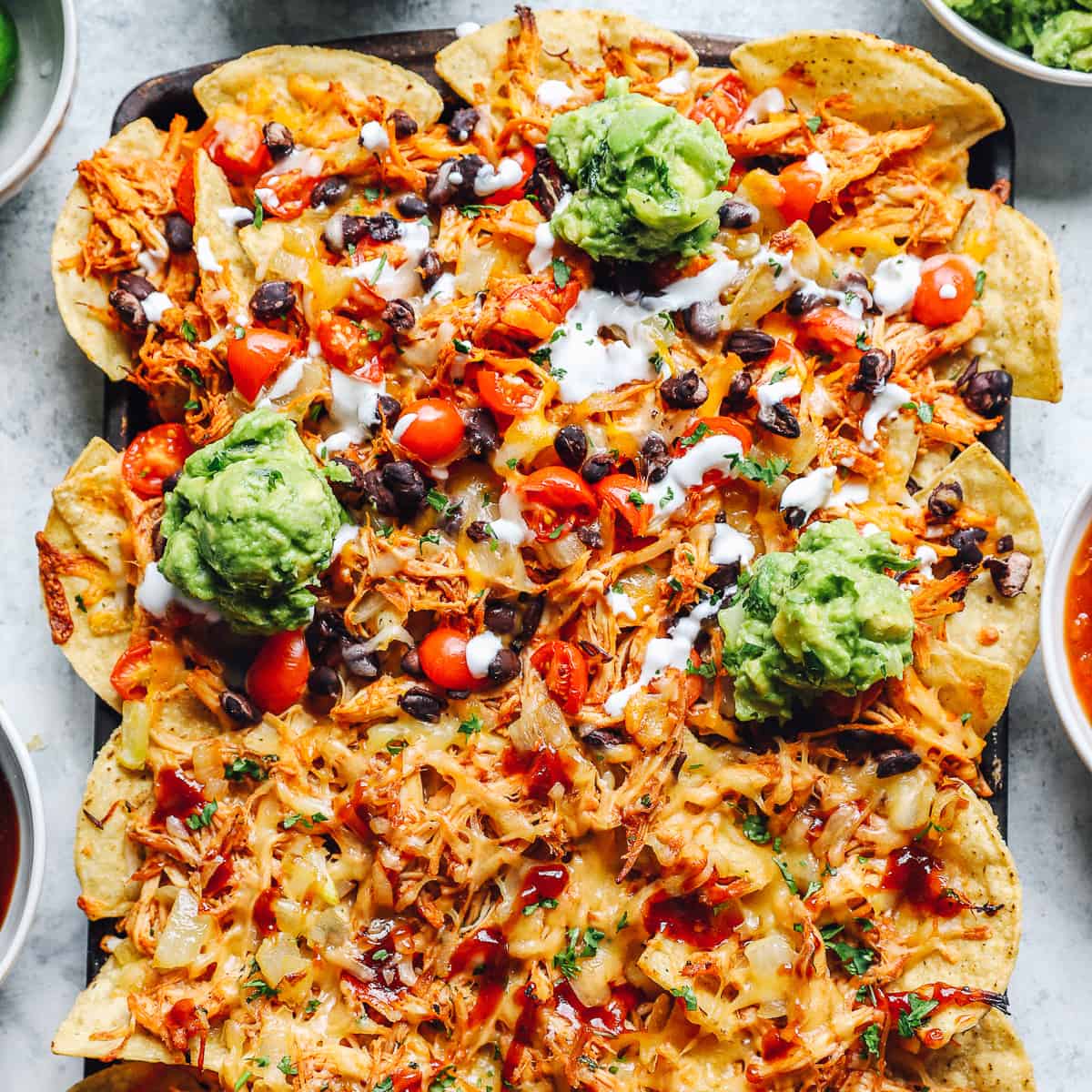Grilled Chicken Nachos (BBQ Chicken Nachos and Mexican Nachos)
