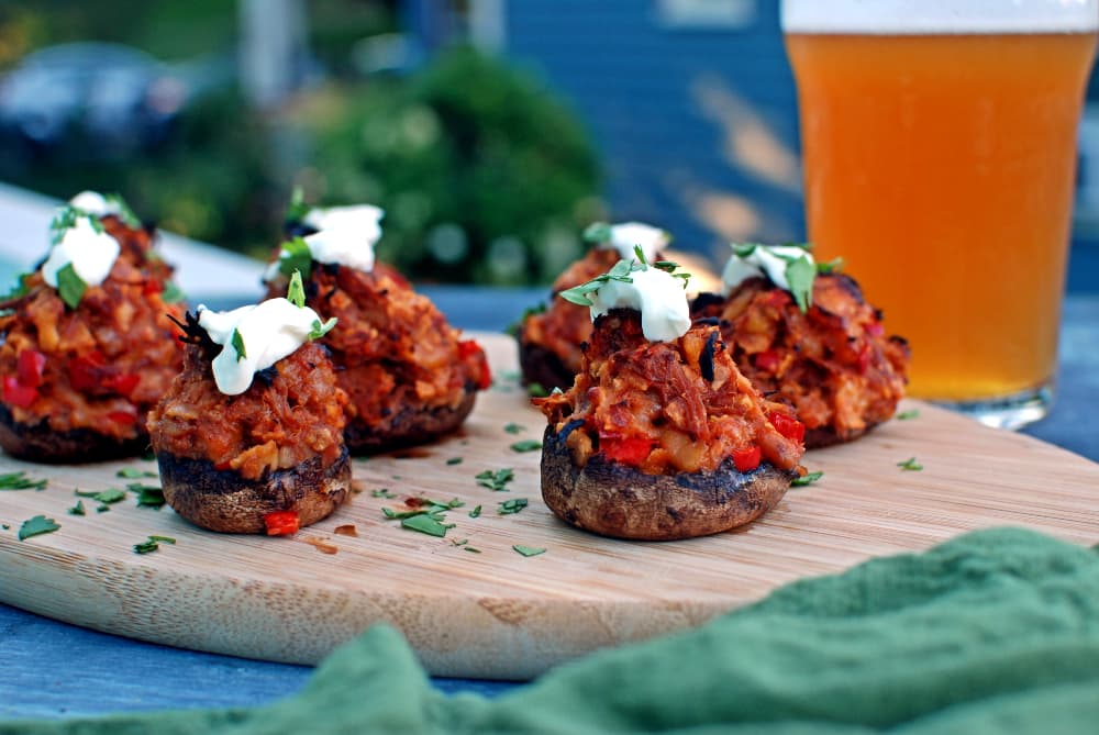 Pulled Pork Nacho Stuffed Mushrooms
