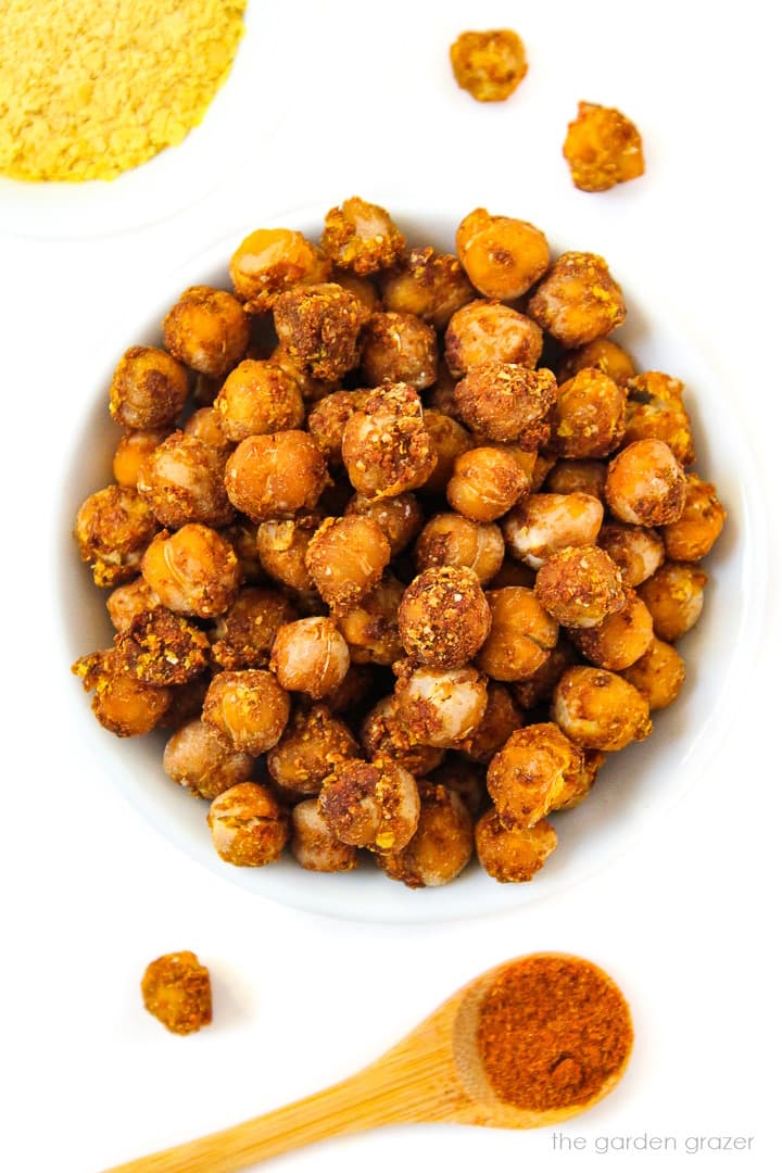 Cheesy Nacho Roasted Chickpeas (Easy!)