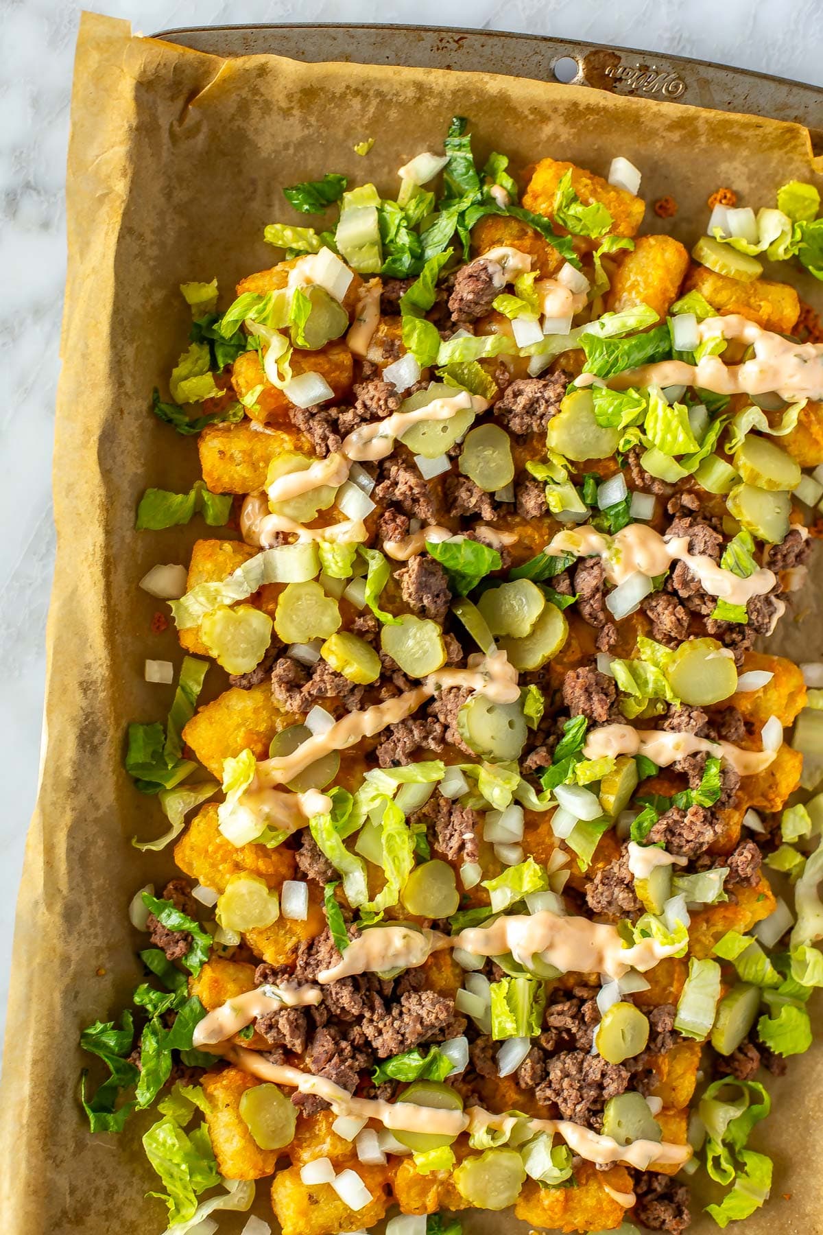 Big Mac Loaded Tater Tot Nachos
