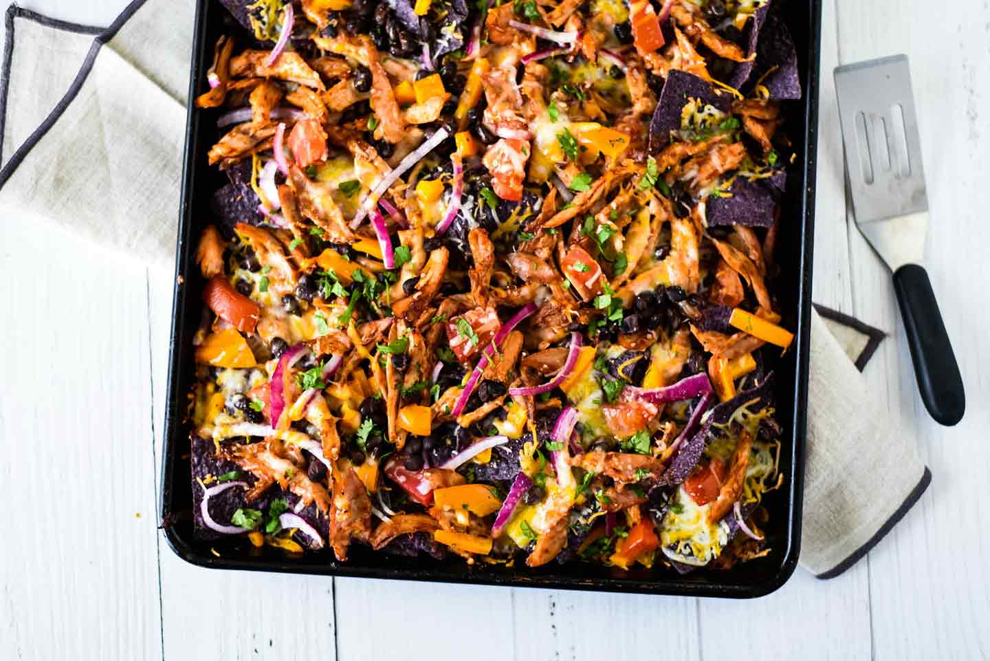 Sheet Pan BBQ Chicken Nachos
