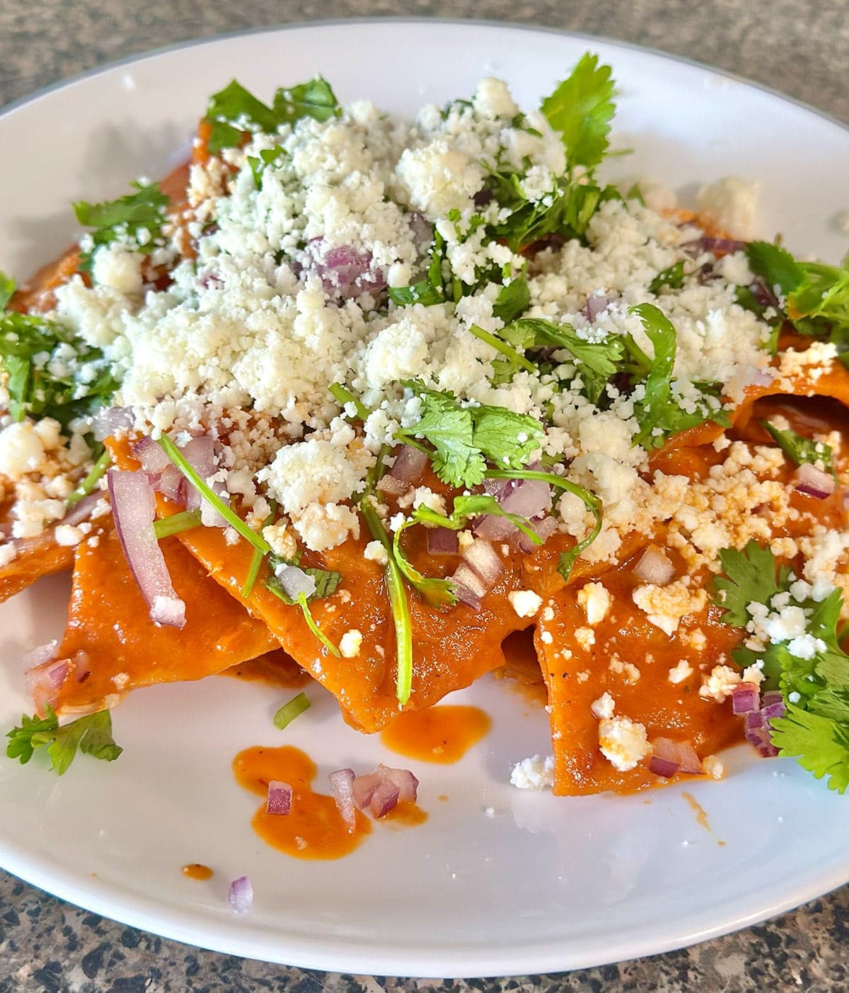 Chilaquiles with Red Sauce