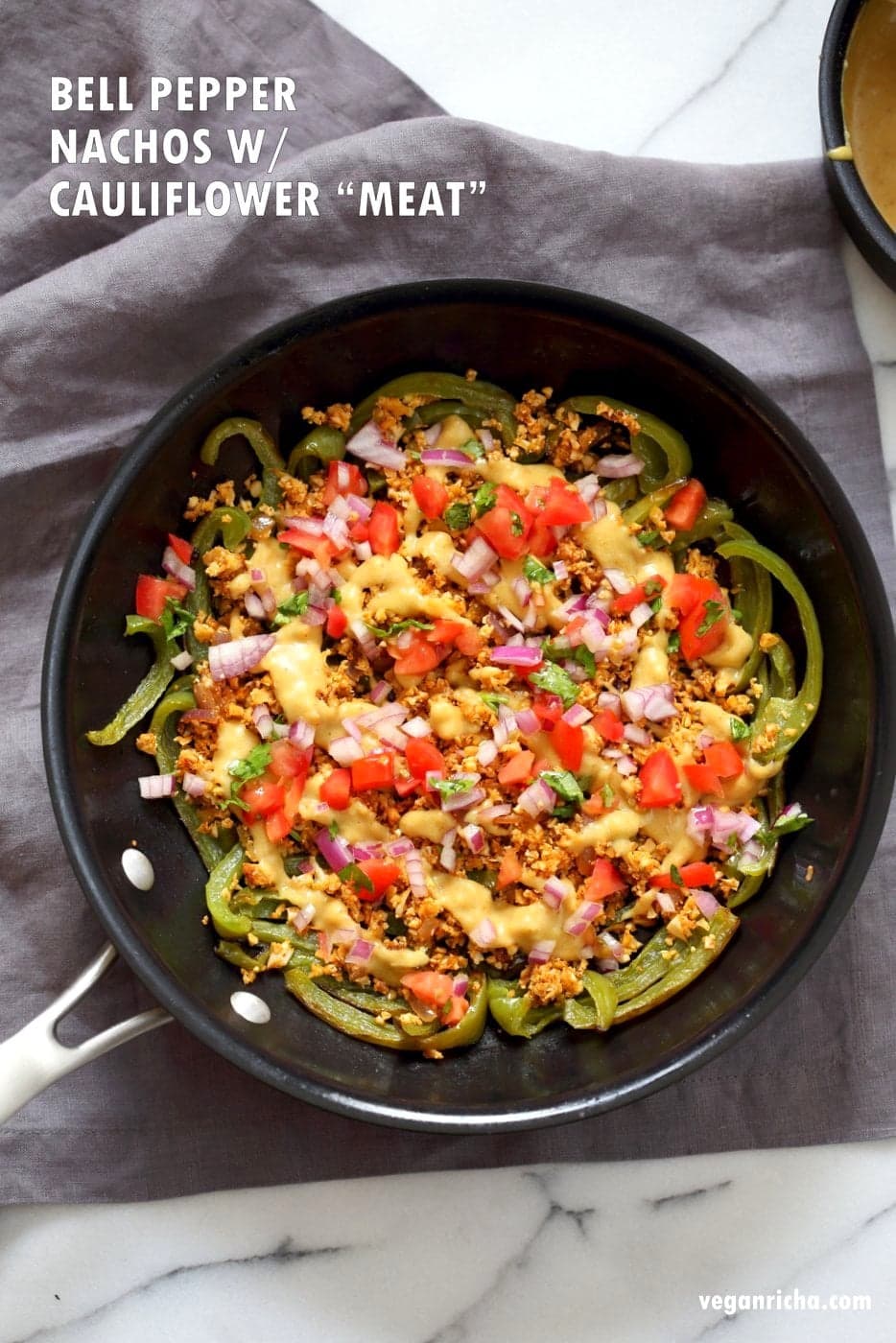 Bell Pepper Nachos with Cauliflower Taco "Meat"