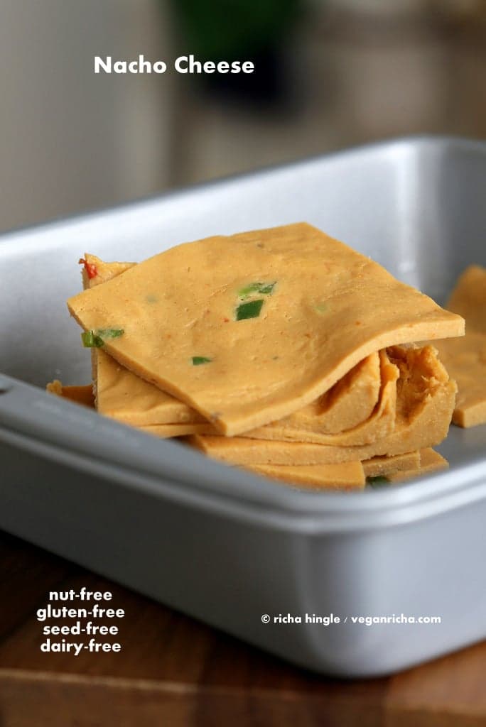 Nut Free Vegan Nacho Cheese Slices. Gluten-free Recipe
